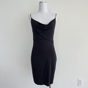 Reformation Dress Womens Large Black Cowl Neck Sleeveless Mini Slip Stretch USA